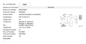 Registro de Patente 9305 Envase PDV